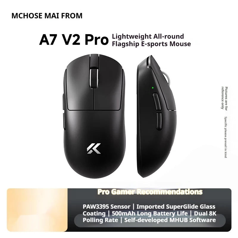 MCHOSE A7 V2 Ultra+ Kabellose Maus Tri-Mode Leichtgewicht Paw3950 Ti 42000dpi 500mah PC E-Sports Laptop Gaming-Maus Zubehör