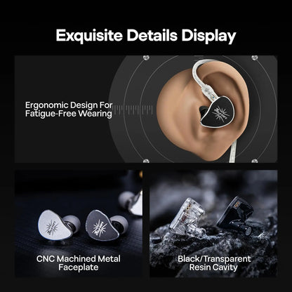 Kiwi Ears Belle 10mm DLC Dynamic Driver In-Ear Monitor HiFi Wired Earbuds with Silver-Plated Cable, Professional Audiophile IEM by Linsoul