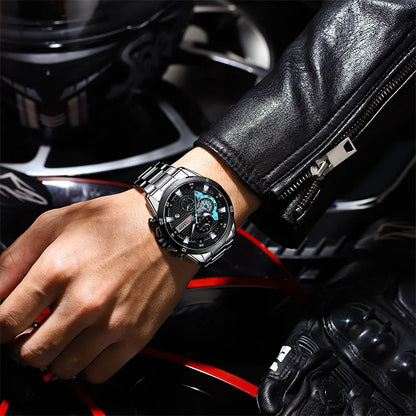 Orologio da uomo di lusso CURREN 8402, nuovo, in acciaio inossidabile, impermeabile, con cronografo e illuminazione notturna.