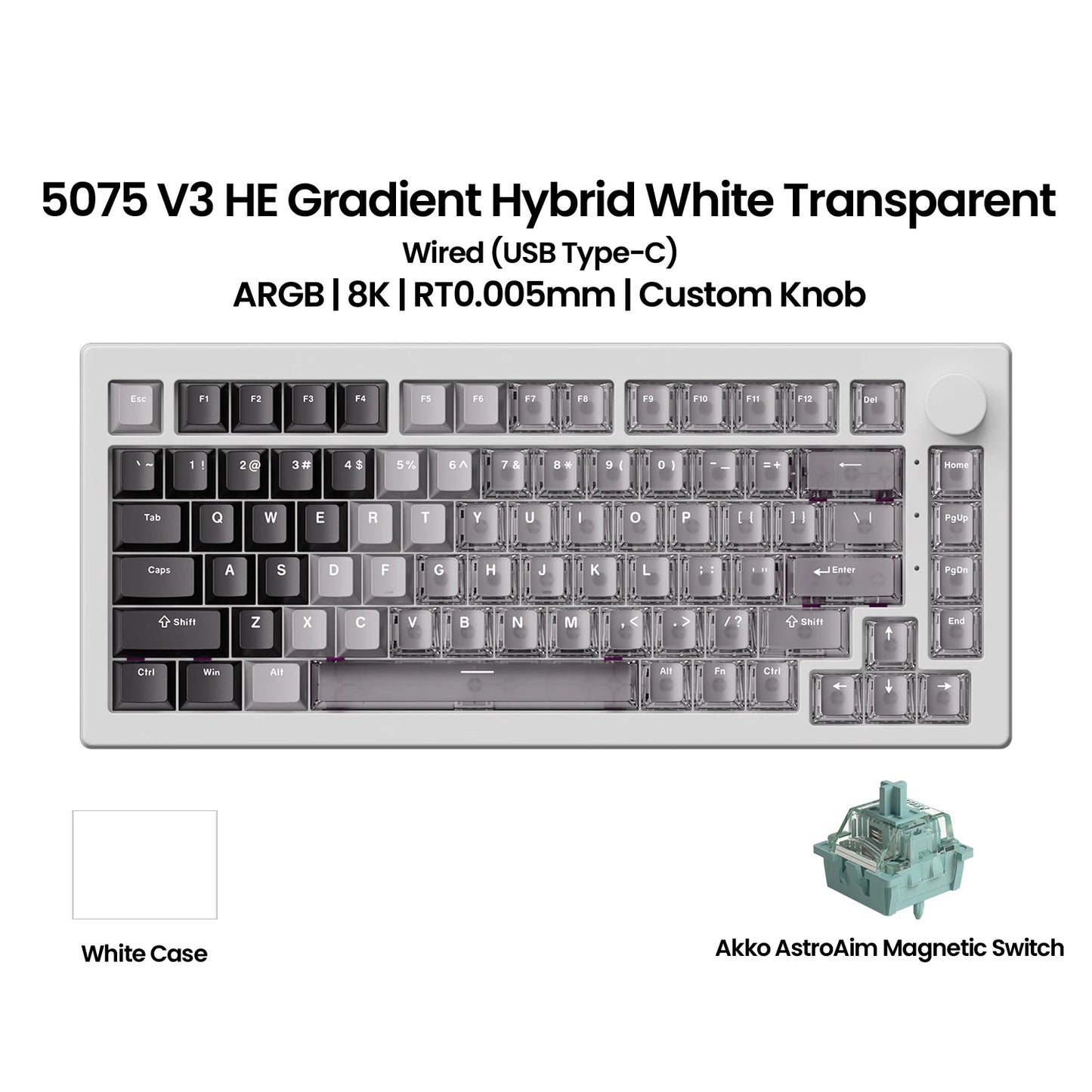 Akko 5075 V3 HE Magnetic Keyboard 75%  Custom Mechanical Gaming Keyboard Rapid Trigger 0.005mm 8K Polling Rate ARGB