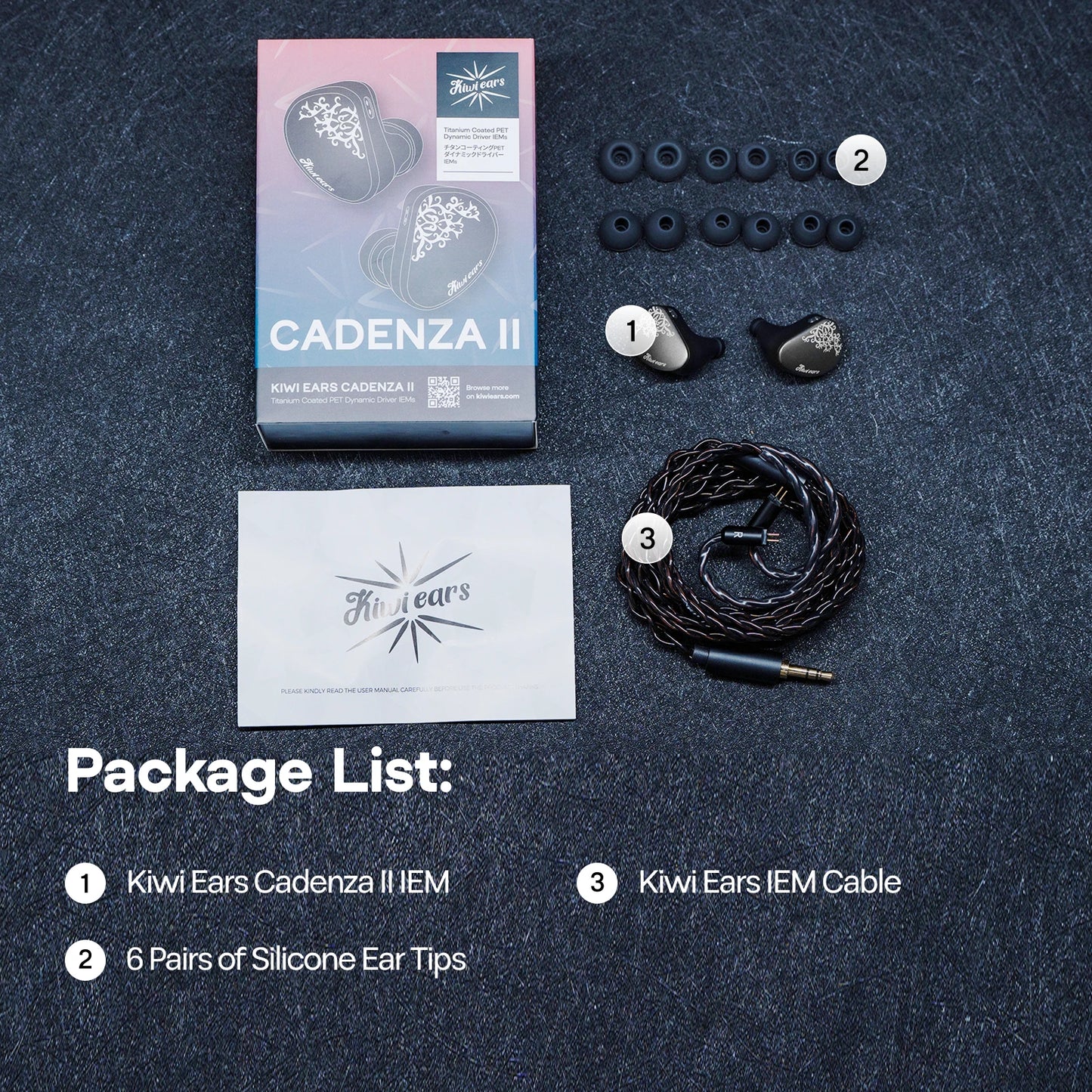 Auscultadores intra-auriculares HiFi Linsoul Kiwi Ears Cadenza II IEM com driver dinâmico de titânio de 10mm, KARS 2.0 e cabo amovível