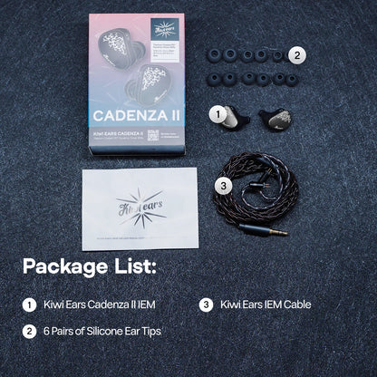 Auscultadores intra-auriculares HiFi Linsoul Kiwi Ears Cadenza II IEM com driver dinâmico de titânio de 10mm, KARS 2.0 e cabo amovível