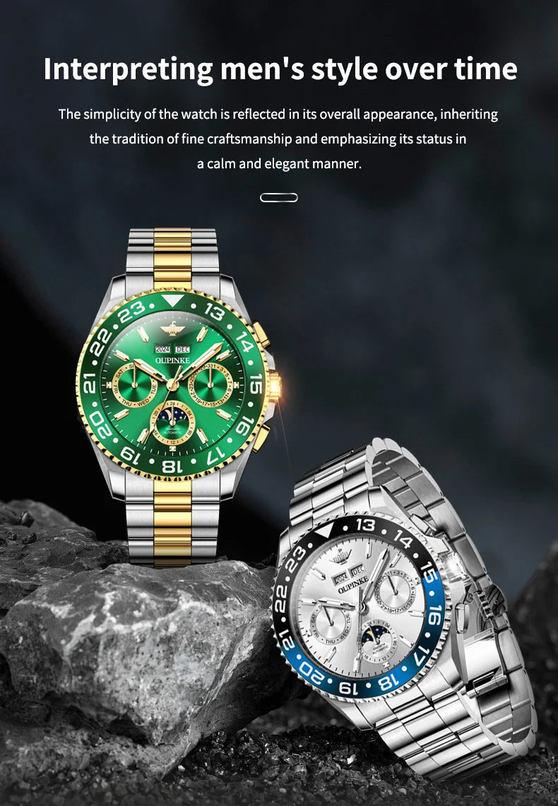 OUPINKE Fashion Mens Watches Top Brand Luxury Business Sport Watch Multifunction Automatic Mechanical Men Clock Waterproof Reloj