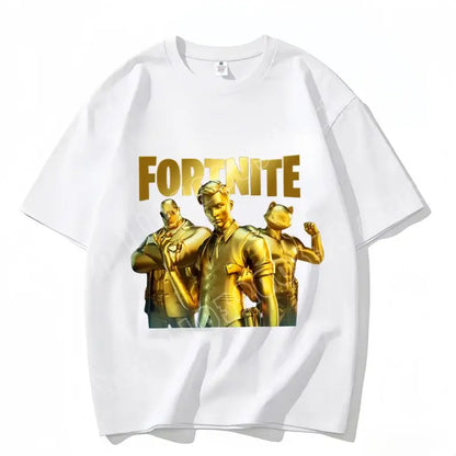 Fortnite Crew Neck T Shirt Unisex Adult Game Dance Fashion New Pure Cotton Short Sleeve Tops Perfect for Casual Wear Vacations