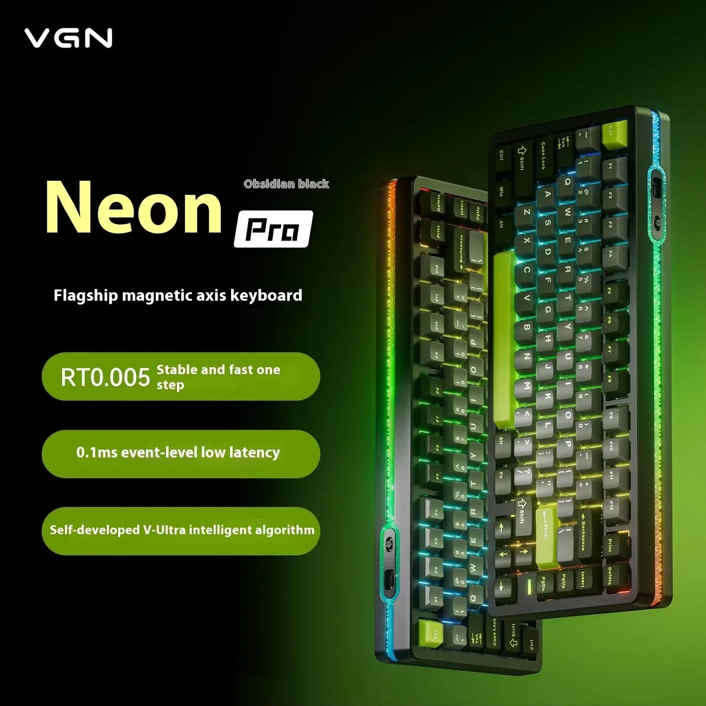 Vgn Neon 75 Mechanical Keyboard Tri Mode E-Sports Magnetic Switch Game Keyboard 75% Hot Swap 8000mah For Pc Accessory Customized