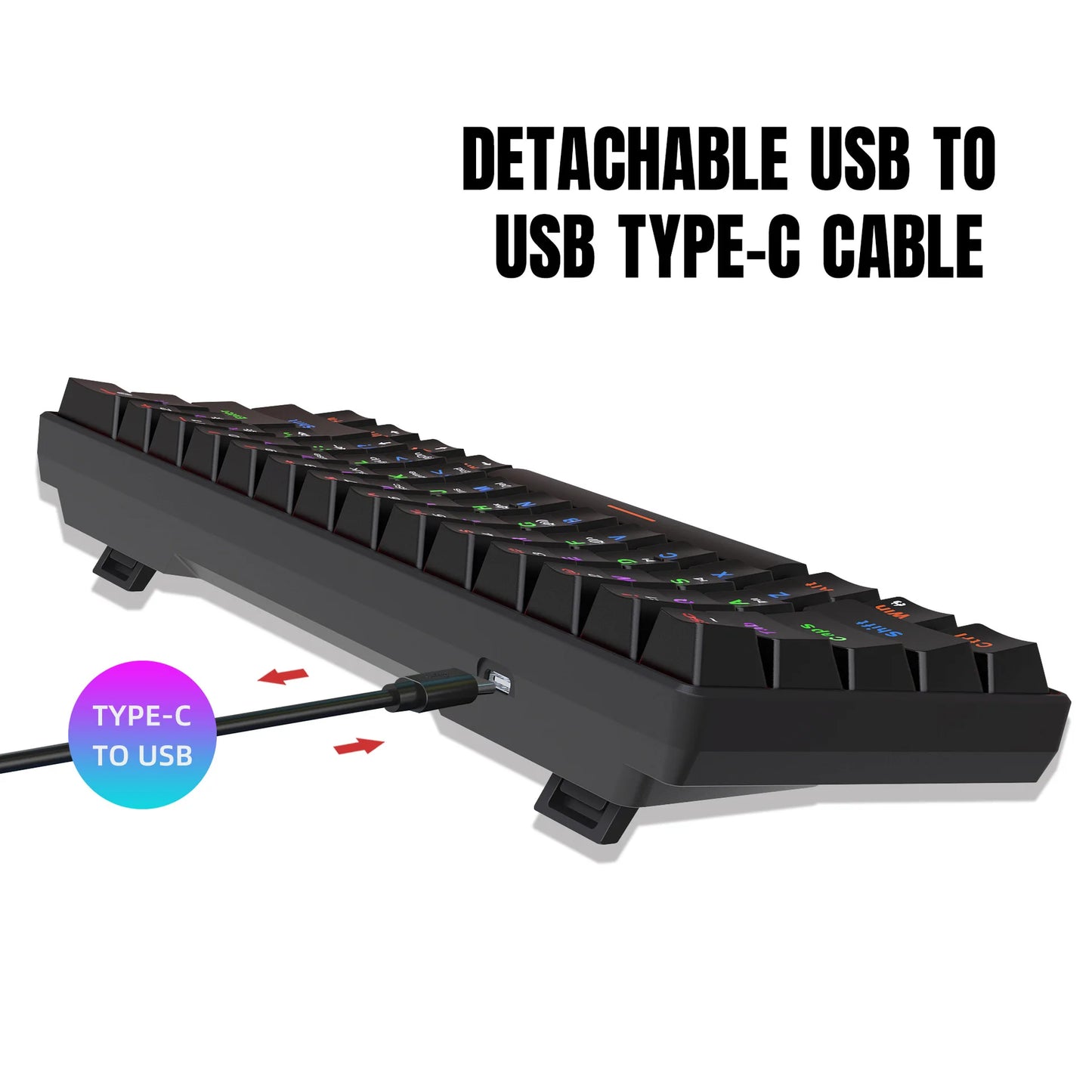Mechanical keyboard 61 keys Colorful Wired USB Keyboards gamer gaming 60% Backlit Computer key board Pc teclado Ergonomic office