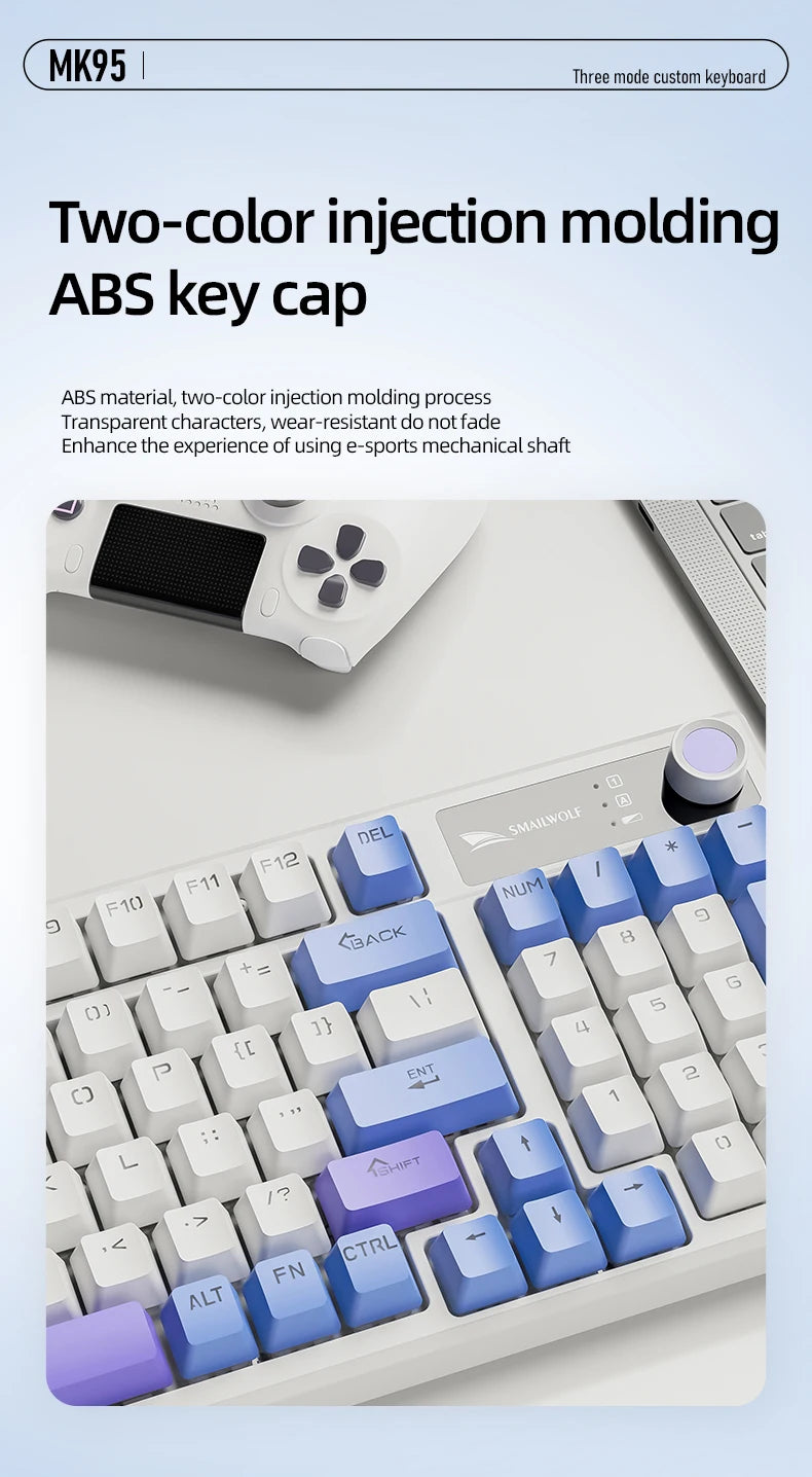 SMAILWOLF MK95 Bluetooth wireless three-mode mechanical keyboard Arabic Russian Korean Thai Spanish keyboard e-sports game