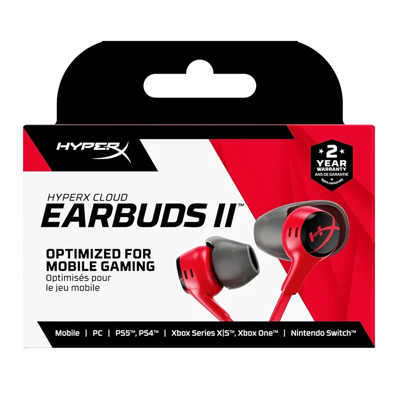 HyperX Cloud Earbuds II Wired Gaming Earphones with Microphone, 3.5mm Gaming Earbuds for PC Mobile Nintendo Switch, High-Fidelity In-Ear Headphones
