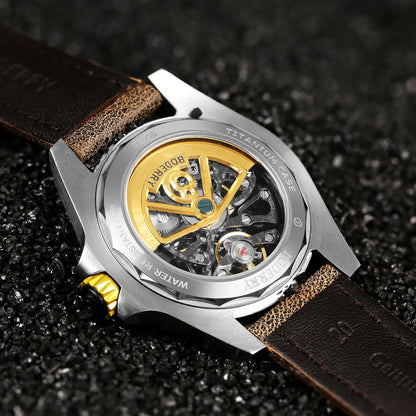 Boderry Urban Men's Titanium Watches Top Brand Fashion Skeleton Automatic Mechanical Waterproof Watch Hi-beat 72H Power-reserve