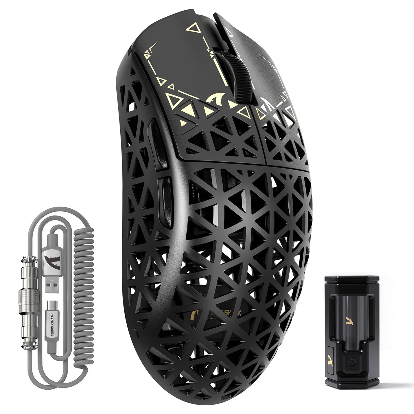 ATTACK SHARK R5Ultra Carbon Fiber trådløs 8K PAW3950MAX gamingmus med 8K spiralkabel,