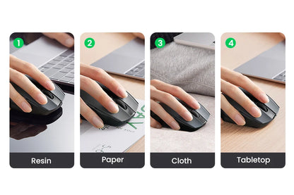 Безжична мишка UGREEN Bluetooth 5.0, ергономична 4000DPI, 6 безшумни бутона, за MacBook, таблети, лаптопи, компютър и PC, 2.4G