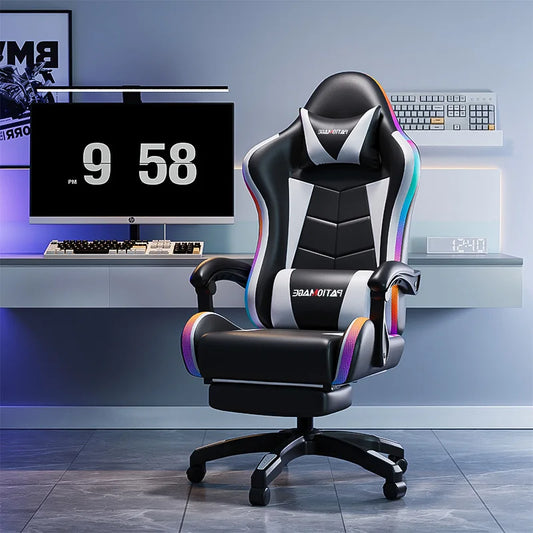 Ergonomic Gaming Office Chair with Adjustable Height, Comfortable Computer Desk Chair, E-Sports Chair with Armrests for Home & Office