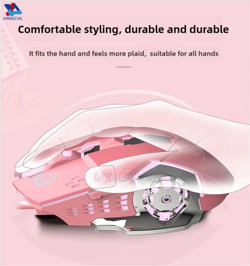 MINGCVIL Rechargeable Wireless Gaming Mouse Bluetooth & USB Computer Mouse, Ergonomic RGB Backlit Wireless Mouse for PC, Laptop, Mac & Gaming