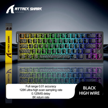 Teclado gaming magnético ATTACK SHARK X68HE X68PRO HE e FREEWOLF F68 com fios F68Pro sem fios para gaming profissional 0.01mm Rapid Trigg