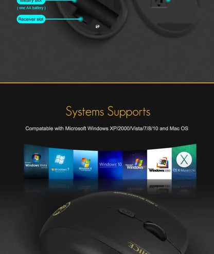 Wireless Gaming Mouse 2.4GHz Ergonomic Optical Mouse with USB Receiver, 1600 DPI Wireless Gaming Mouse for Laptop, PC & Desktop