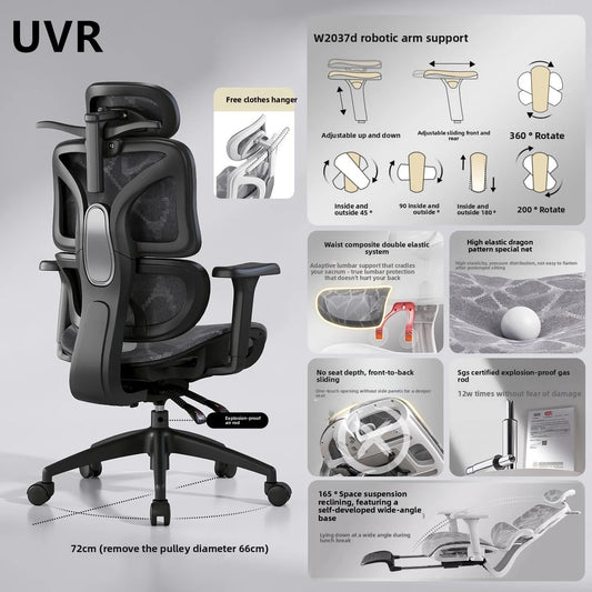 UVR Ergonomic Gaming Chair Comfortable Computer Chair with Footrest, Adjustable Office Chair, Reclining E-Sports Chair for Long Sitting and Work