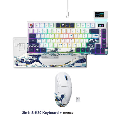 Teclado gamer Womier S-K80 com ecrã OLED a cores, teclado mecânico gaming hot-swappable com montagem gasket, teclado RGB personalizado