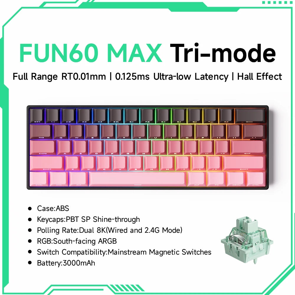 Akko MonsGeek FUN60 PRO&MAX HE Mechanical Keyboard Magnetic Switch 60% Gaming Keyboard Rapid Trigger 8K Custom Keyboard
