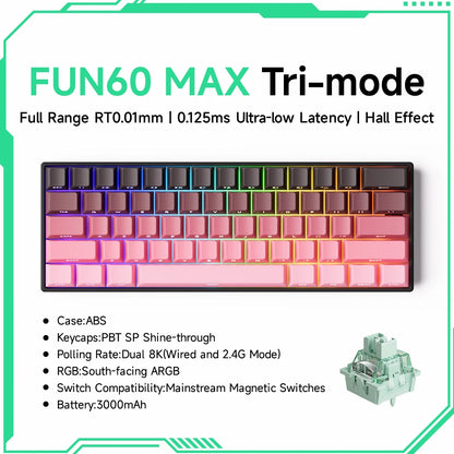 Akko MonsGeek FUN60 PRO&MAX HE Mechanical Keyboard Magnetic Switch 60% Gaming Keyboard Rapid Trigger 8K Custom Keyboard