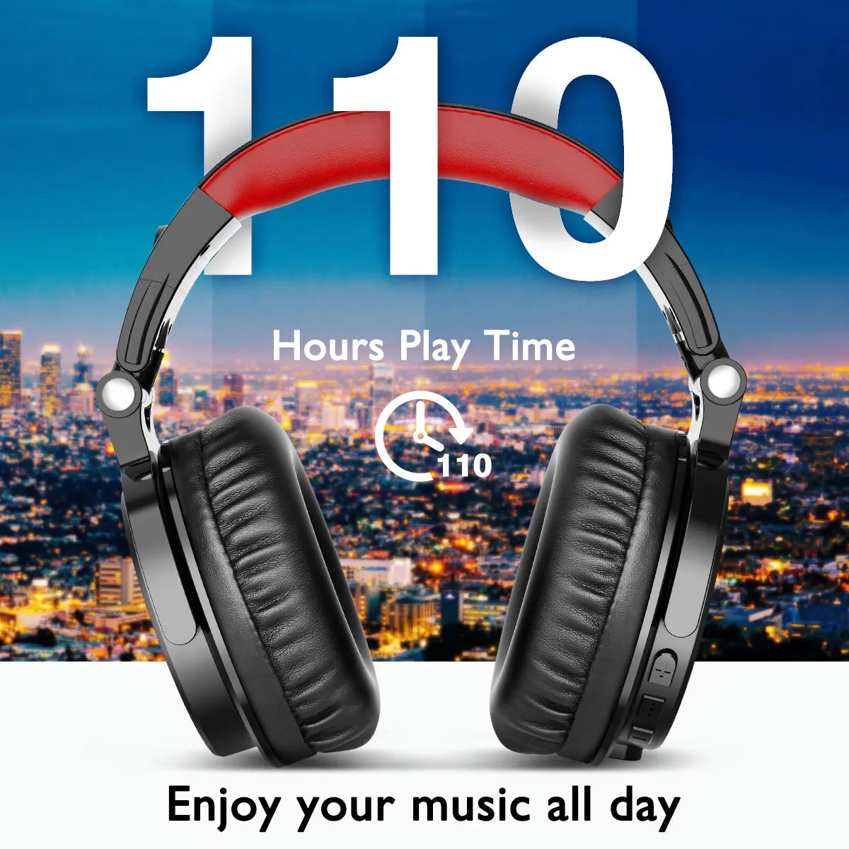 OneOdio 110H Wireless Bluetooth 5.2 Gaming Headset – 110H Battery Life, Deep Bass Over-Ear Headphones with Microphone, Wired & Wireless 2-in-1 PC PS4 Headset