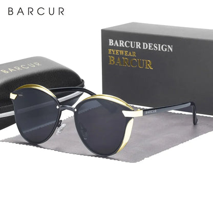 BARCUR Style Polarized Sunglasses For Women Catmore Round Sun Glass Ladies Woman Eyewear Accessory UVAB Protection