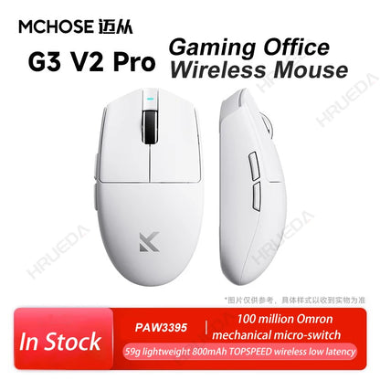 MCHOSE G3 V2 Pro trådløs gamingmus, tri-mode Bluetooth, 800mAh, genopladelig, let, tilpasset ergonomi, esportsmus