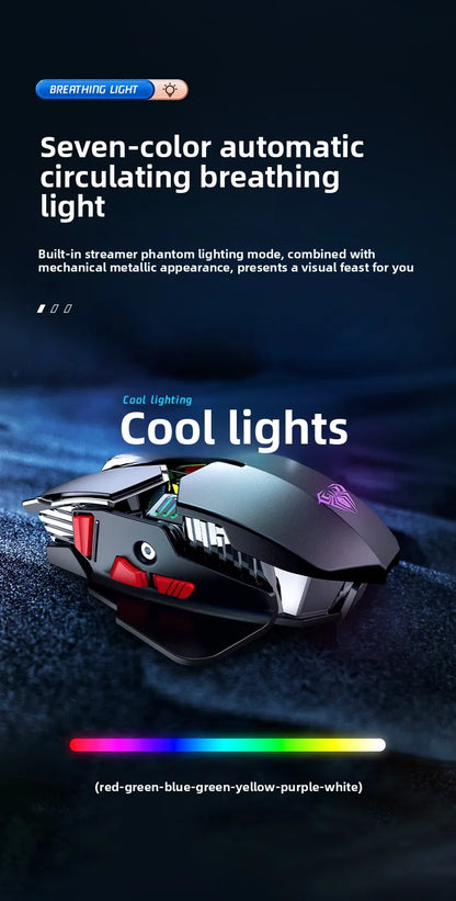 Nuovo mouse gaming wireless SC300 2.4G 2025 RGB 3200dpi, ricaricabile, silenzioso, meccanico, per e-sport, computer desktop e laptop