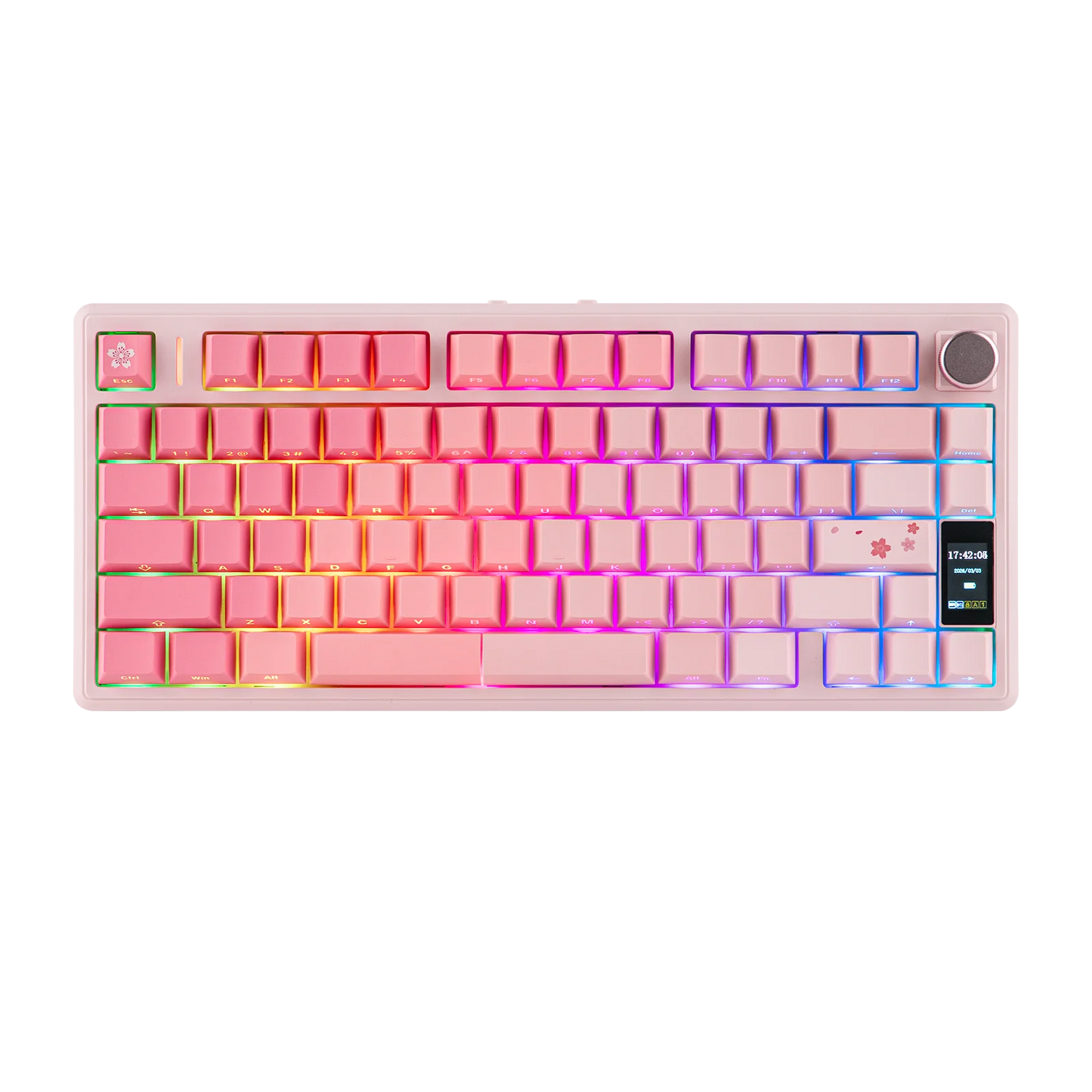 EPOMAKER TH80 V2 PRO 75% ANSI US Layout Wired/Bluetooth/2.4Ghz Wireless Mechanical Gaming Keyboard with Screen/ Knob & 10000mAh