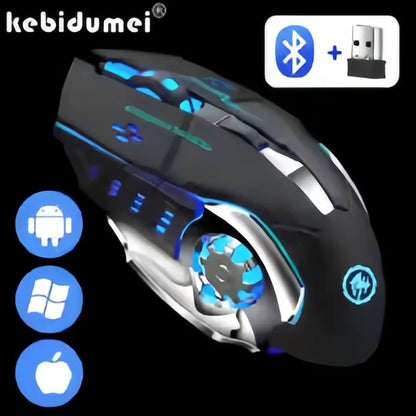 Újratölthető vezeték nélküli gaming egér – csendes Bluetooth/USB, RGB háttérvilágítás, e-sporthoz PC-re