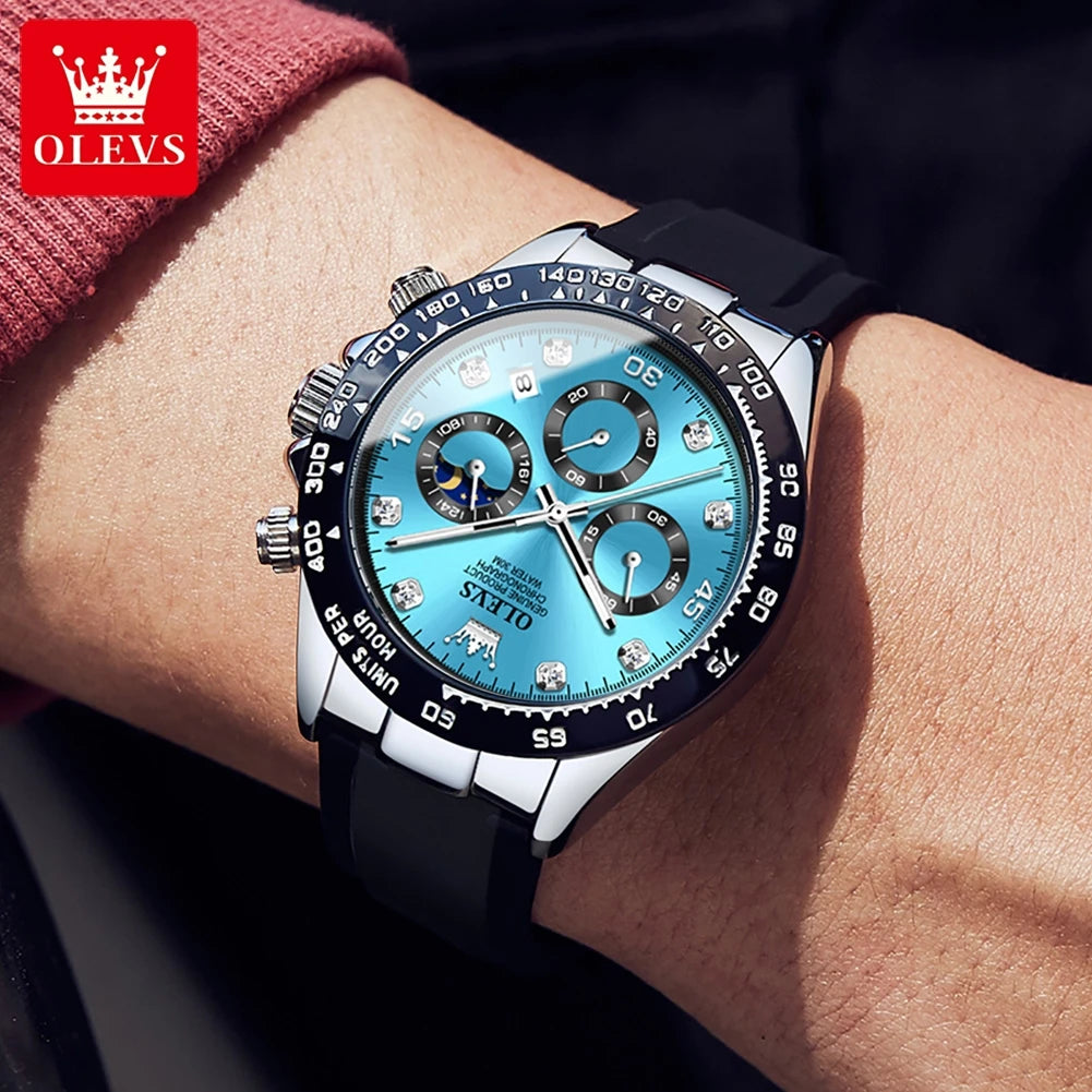 OLEVS Herrenuhr – Luxuriöse, wasserdichte und leuchtende Quarzuhr mit Chronograph und Datumsanzeige – Sportuhr für Herren einer führenden Marke