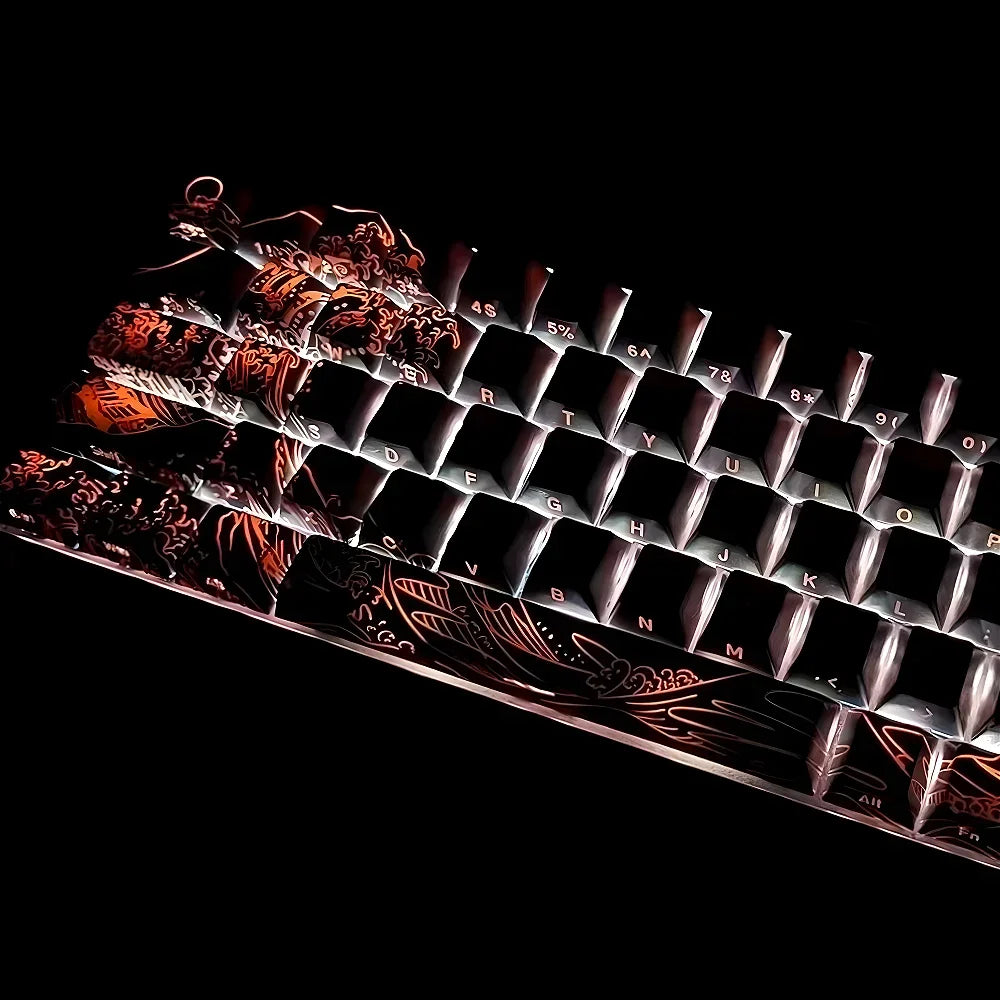 Side-engraved Translucent CHERRY Keycaps PBT Creative Personalized Customized for 60/64/84/98/108 Mechanical Keyboards MX Switch