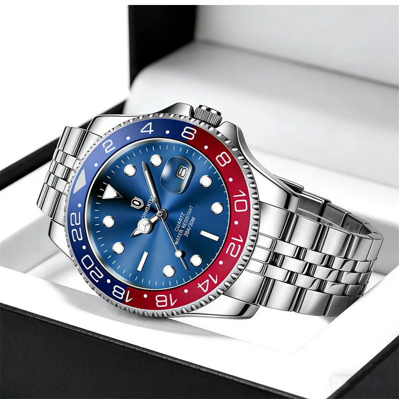 2026 New QINGXIYA Luxury Men Quartz Watches Stainless Steel Waterproof Luminous Date Watch Top Brand Men Wristwatch reloj hombre