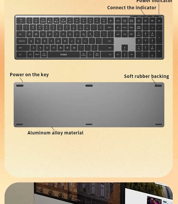 Backlight Bluetooth Keyboard Multi-Device Full Size Wireless Keyboard with Number Pad,Rechargeable Slim Multimedia Keyboard