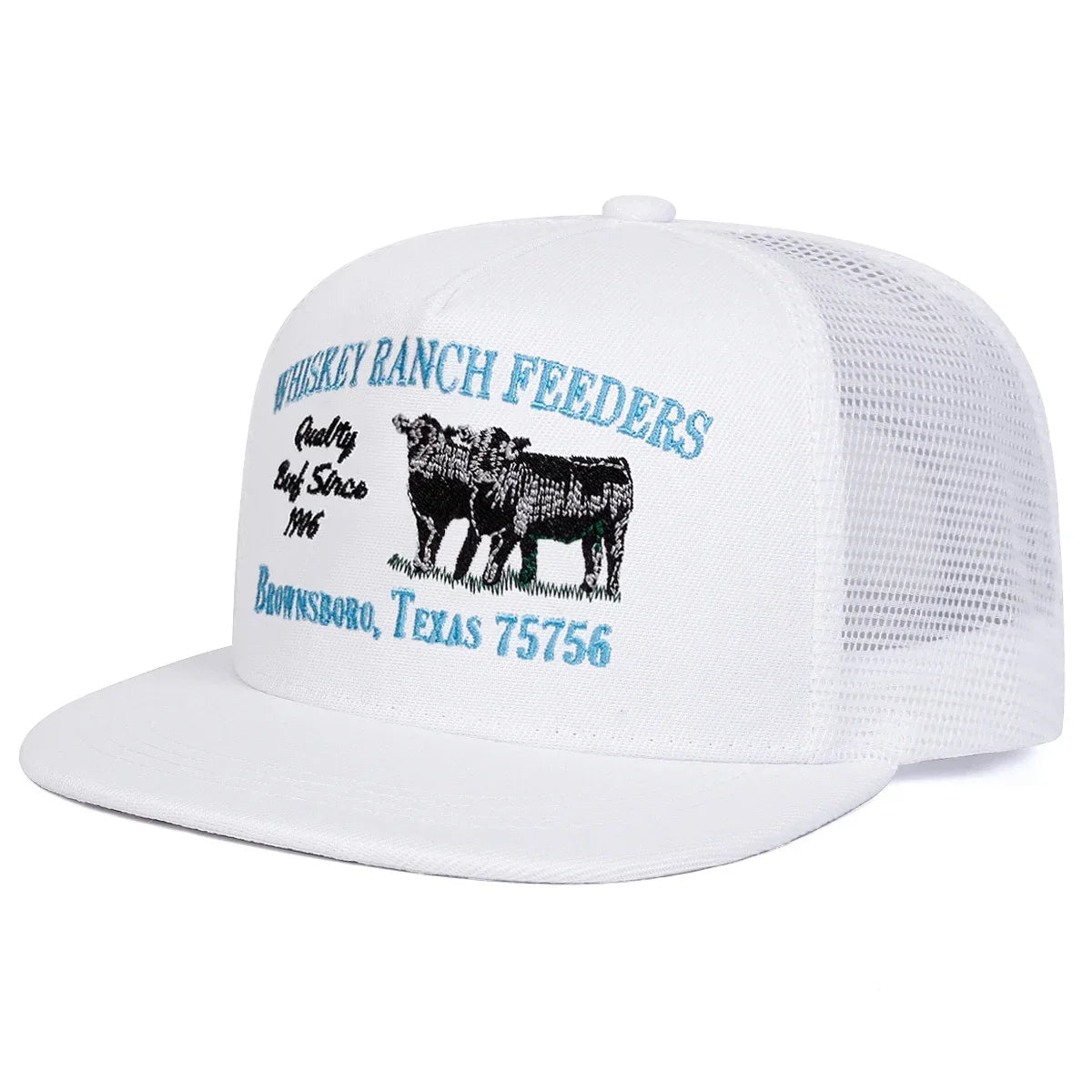 Unisex WHISKEY RANCH FEEDERS Embroidery Hip-hop Net Hats Spring Summer Outdoor Adjustable Casual Baseball Caps Sunscreen Hat Cap