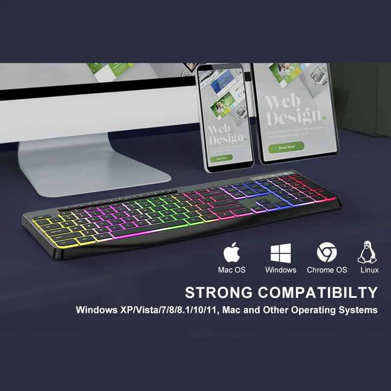 New Wired Light Backlit RGB Mute Keyboard  Desktop Notebook Home Business For Office Ultra Thin USB office home