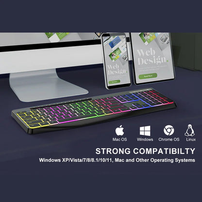 New Wired Light Backlit RGB Mute Keyboard  Desktop Notebook Home Business For Office Ultra Thin USB office home