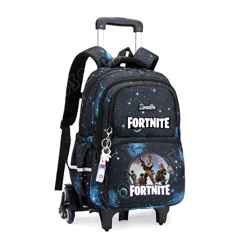 Fortnite Trolley Bag Easy Stair Climbing Anime Waterproof Wheeled Backpack Large Capacity Student Schoolbag Casual Travel Bag