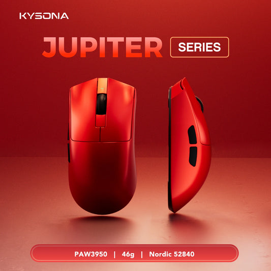 KYSONA Jupiter Series gamingmus – kablede/trådløse mus, 8Khz PAW3950-sensor, Bluetooth, 46g, genopladelig, webdriver til PC og bærbar