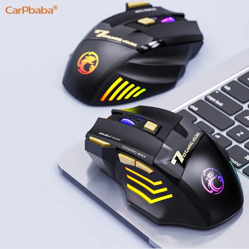 Vezeték nélküli Bluetooth egér, újratölthető számítógépes gamer egér, ergonomikus RGB háttérvilágítású, csendes egér PC-hez