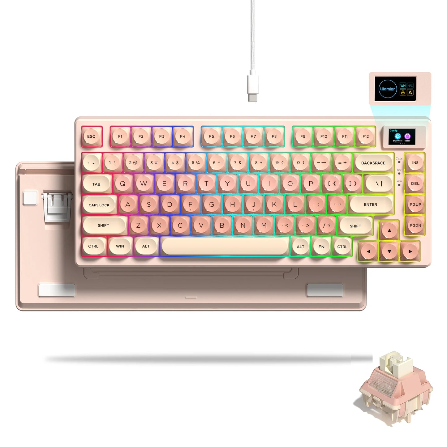 Womier S-K80 75% Keyboard with Color OLED Display Mechanical Gaming Keyboard Hot Swap Keyboard Gasket Mount RGB Custom Keyboard