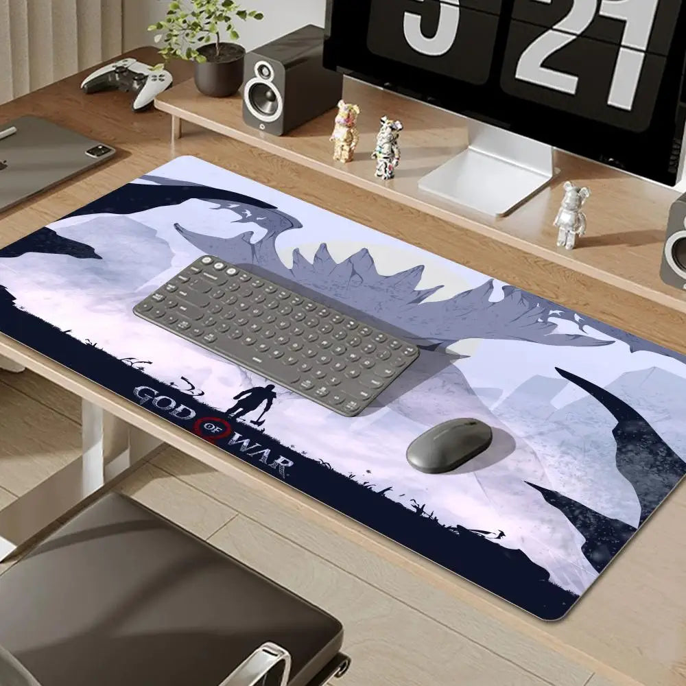 Xxl Mouse Pad God of War Desk Mat Gaming Accessories Keyboard Computer Mousepad Gamer Large Pc Cabinet Office Table Carpet Rug