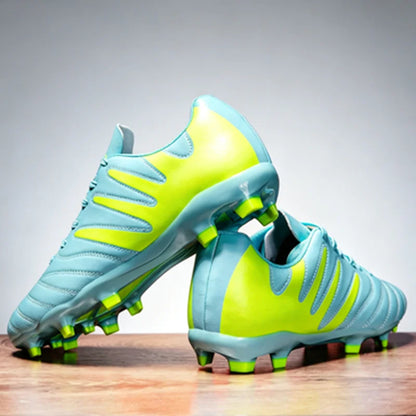 Chaussures de football AG FG pour hommes, tige en PU souple, structure de crampons renforcée, pour adultes, pour les matchs et entraînements de football en plein air sur pelouse.