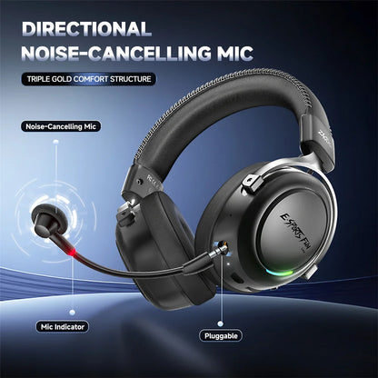 HAAYOT Wireless Gaming Headphones Bluetooth 5.3 with 53mm Titanium Drivers, 7.1 Virtual Surround Sound, Low Latency Gaming Headset for PC PS5 Mobile