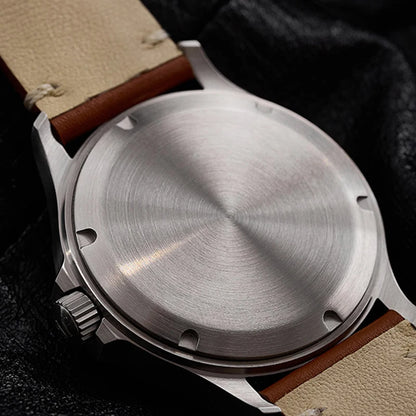 Milifortic Military Watch 39mm NH38 Automatic Mechanical Movement Retro Sapphire Crystal BGW9 Lume Leather Strap 10Bar Watch Men