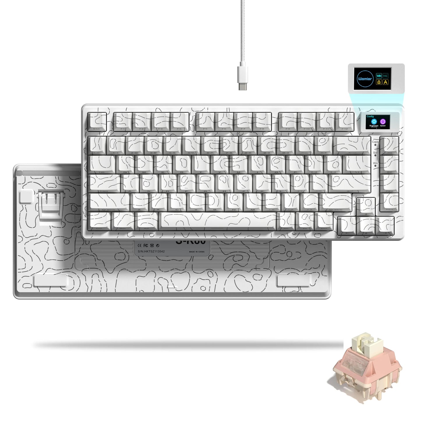 Womier S-K80 75% Keyboard with Color OLED Display Mechanical Gaming Keyboard Hot Swap Keyboard Gasket Mount RGB Custom Keyboard