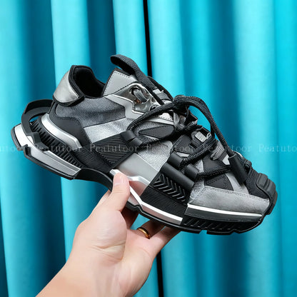 Size 35-46 Women Men Sports Shoes High Quality Patchwork Casual Sneakers Lace Up Fashion Platform Sports Running Shoes Hot
