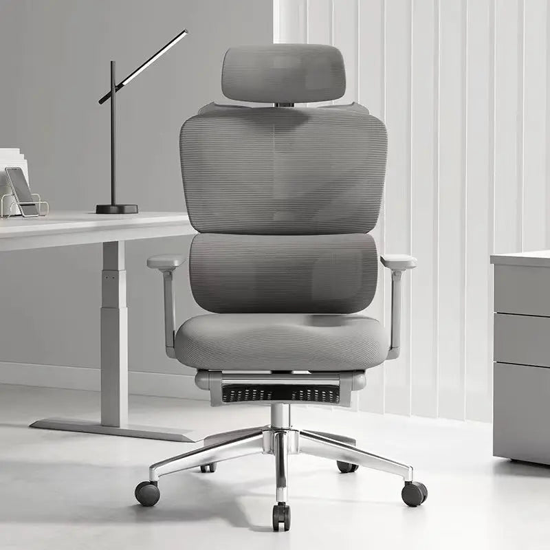 Sedia da ufficio ergonomica in rete con supporto lombare 6D, sedia da computer con schienale alto, sedia da scrivania reclinabile regolabile con poggiapiedi