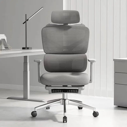 Sedia da ufficio ergonomica in rete con supporto lombare 6D, sedia da computer con schienale alto, sedia da scrivania reclinabile regolabile con poggiapiedi