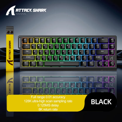 Teclado gaming magnético ATTACK SHARK X68HE X68PRO HE e FREEWOLF F68 com fios F68Pro sem fios para gaming profissional 0.01mm Rapid Trigg
