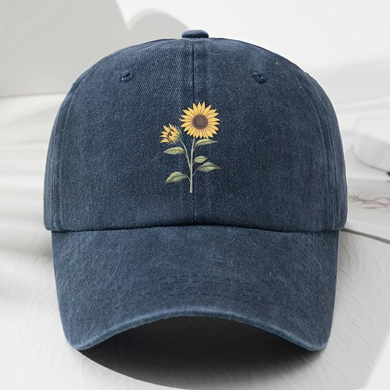 Retro saulėgrąžų rašto beisbolo kepurė „Dad Hat“, tinkanti lauko sportui, žvejybai ir stovyklavimui, žygiai